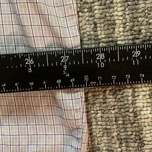 Panhandle Slim Men’s Size 18.5 Button Down Shirt Tan Short Sleeve Plaid - Picture 4 of 6